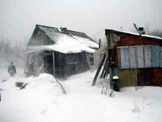 Snowy huts